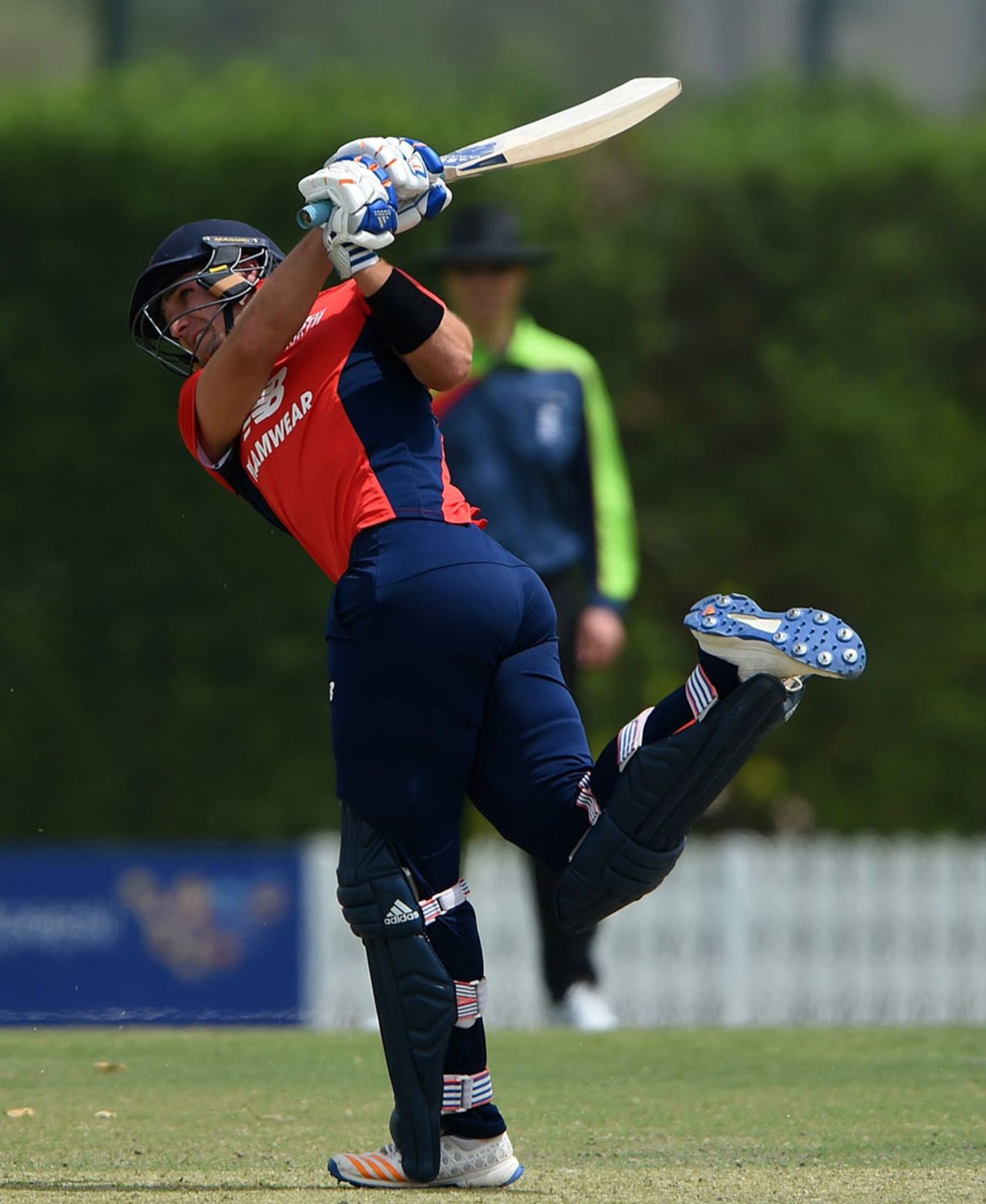 Liam Livingstone contorts himself to hit leg side, North v Worcestershire, ECB North v South series warm-up, Dubai, March 15, 2017