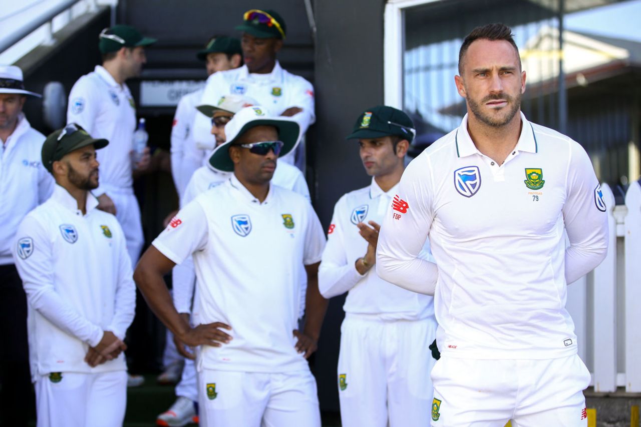 Faf du Plessis waits to lead South Africa out, New Zealand v South Africa, 2nd Test, Wellington, 1st day, March 16, 2017