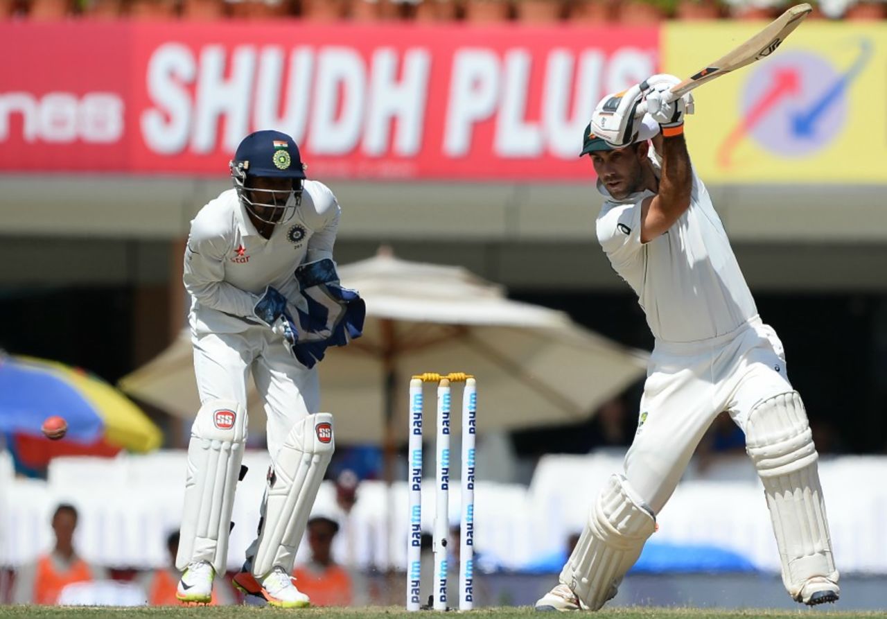 Glenn Maxwell twirls his wrists to cut square, India v Australia, 3rd Test, Ranchi, 1st day, March 16, 2017