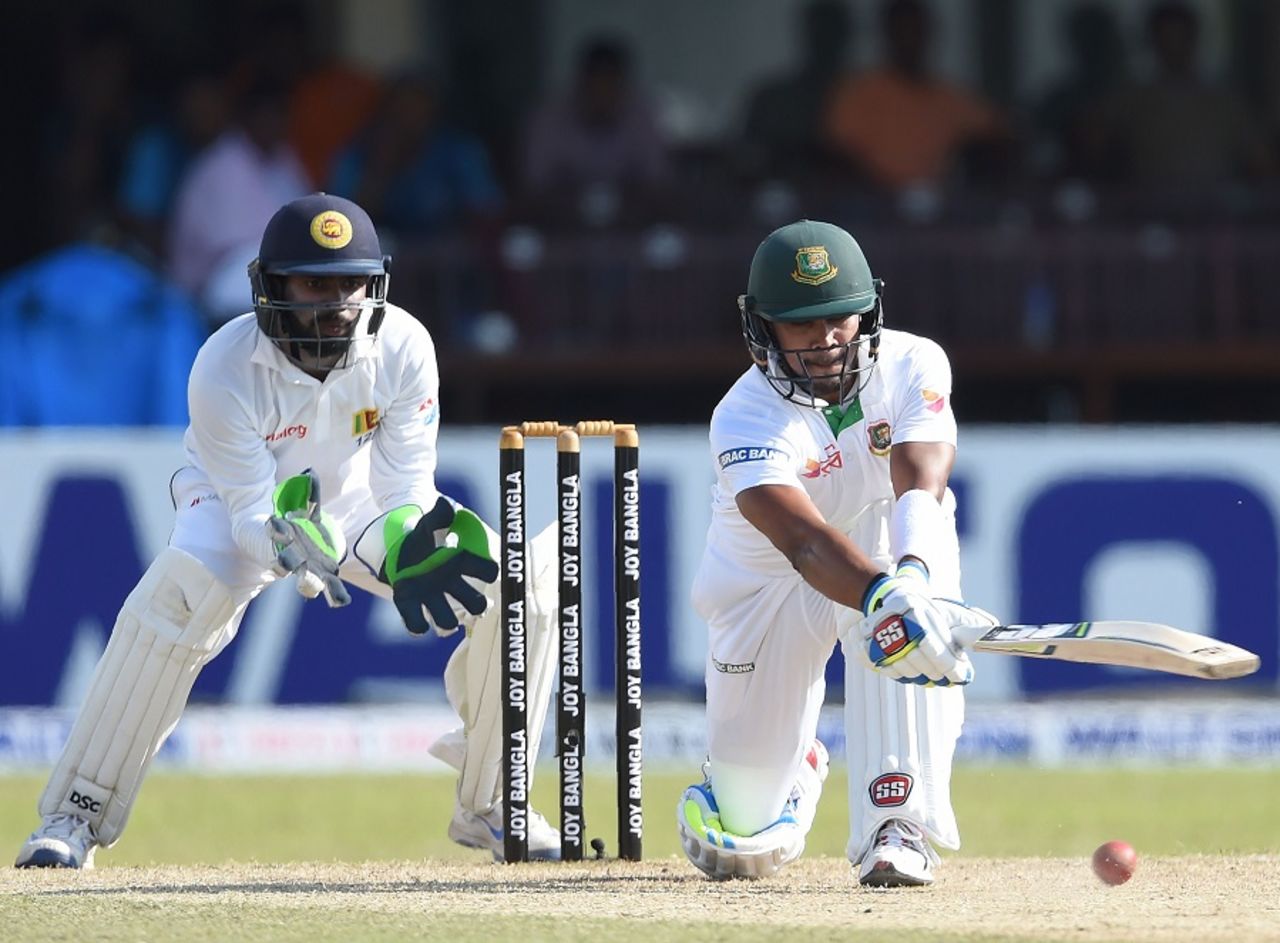 Sabbir Rahman executes a sweep, Sri Lanka v Bangladesh, 2nd Test, Colombo, 2nd day, March 16, 2017