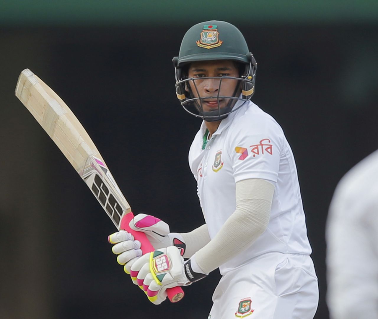 Mushfiqur Rahim reflects on a shot, Sri Lanka v Bangladesh, 2nd Test, Colombo, 3rd day, March 17, 2017