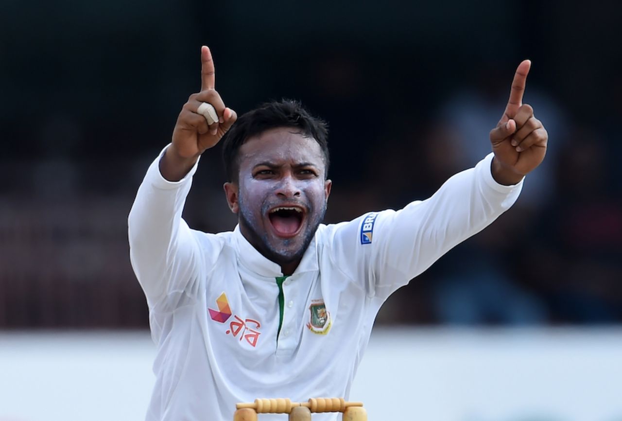 Shakib Al Hasan goes up in an appeal, Sri Lanka v Bangladesh, 2nd Test, Colombo, 4th day, March 18, 2017