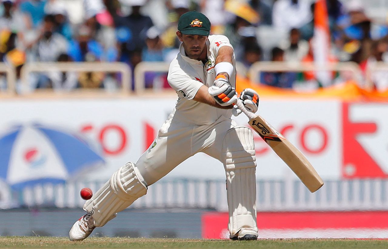 Glenn Maxwell plays a shot, India v Australia, 3rd Test, Ranchi, 1st day, March 16, 2017
