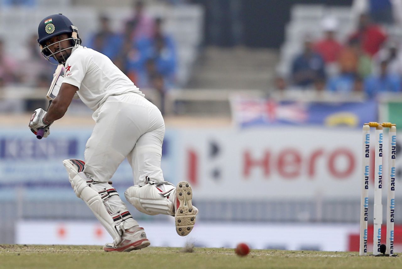Wriddhiman Saha clips the ball fine, India v Australia, 3rd Test, Ranchi, 4th day, March 19, 2017