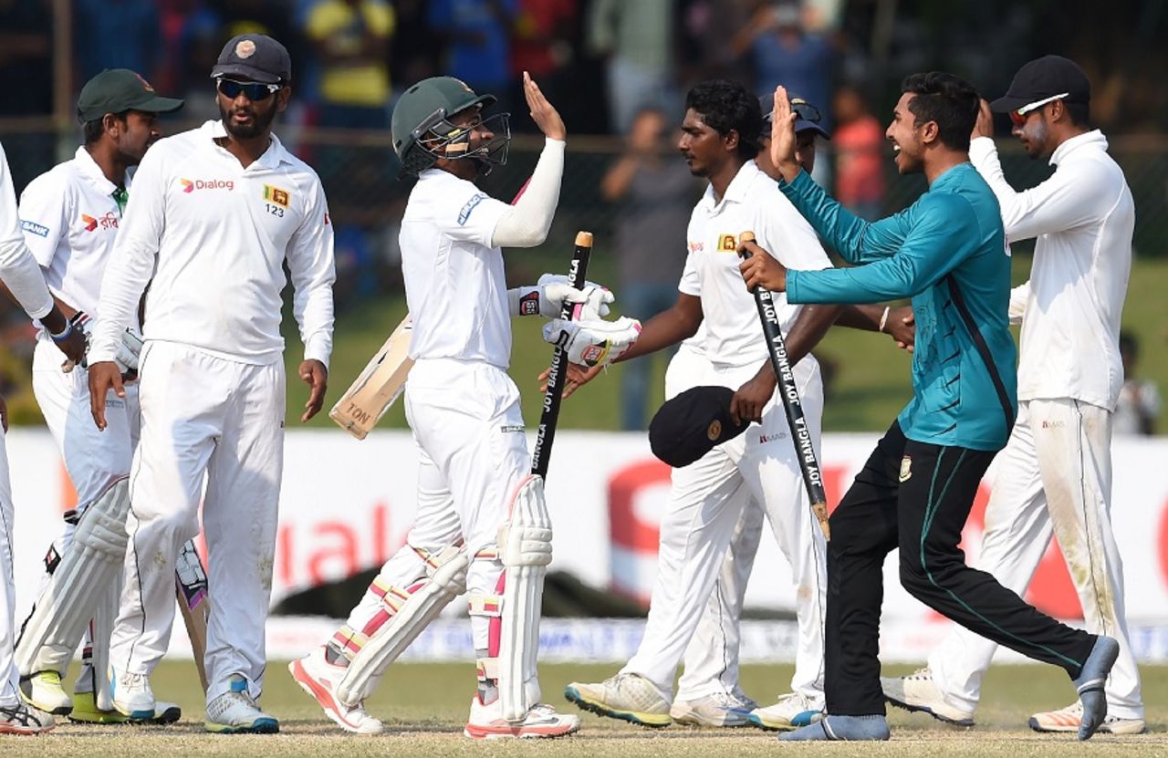 Bangladesh celebrate their landmark victory, Sri Lanka v Bangladesh, 2nd Test, Colombo, 5th day, March 19, 2017