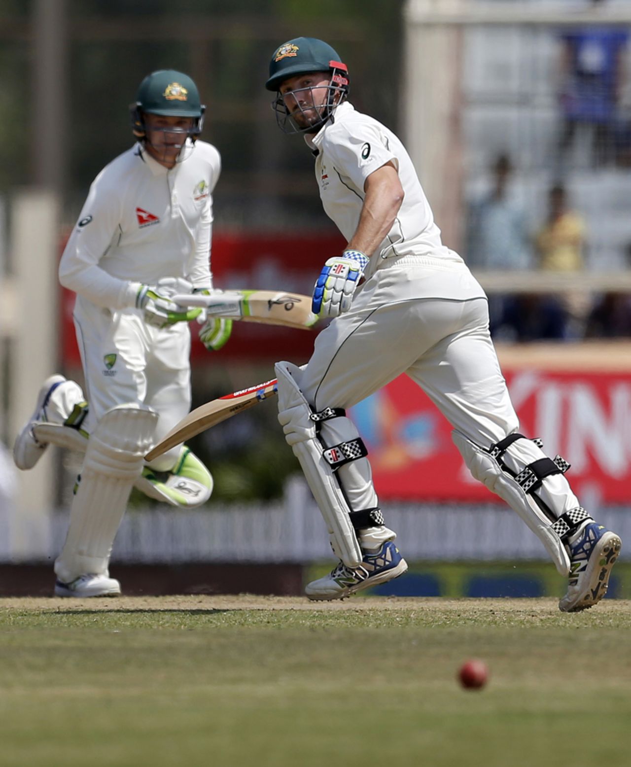 Shaun Marsh and Peter Handscomb run between the wickets, India v Australia, 3rd Test, Ranchi, 5th day, March 20, 2017
