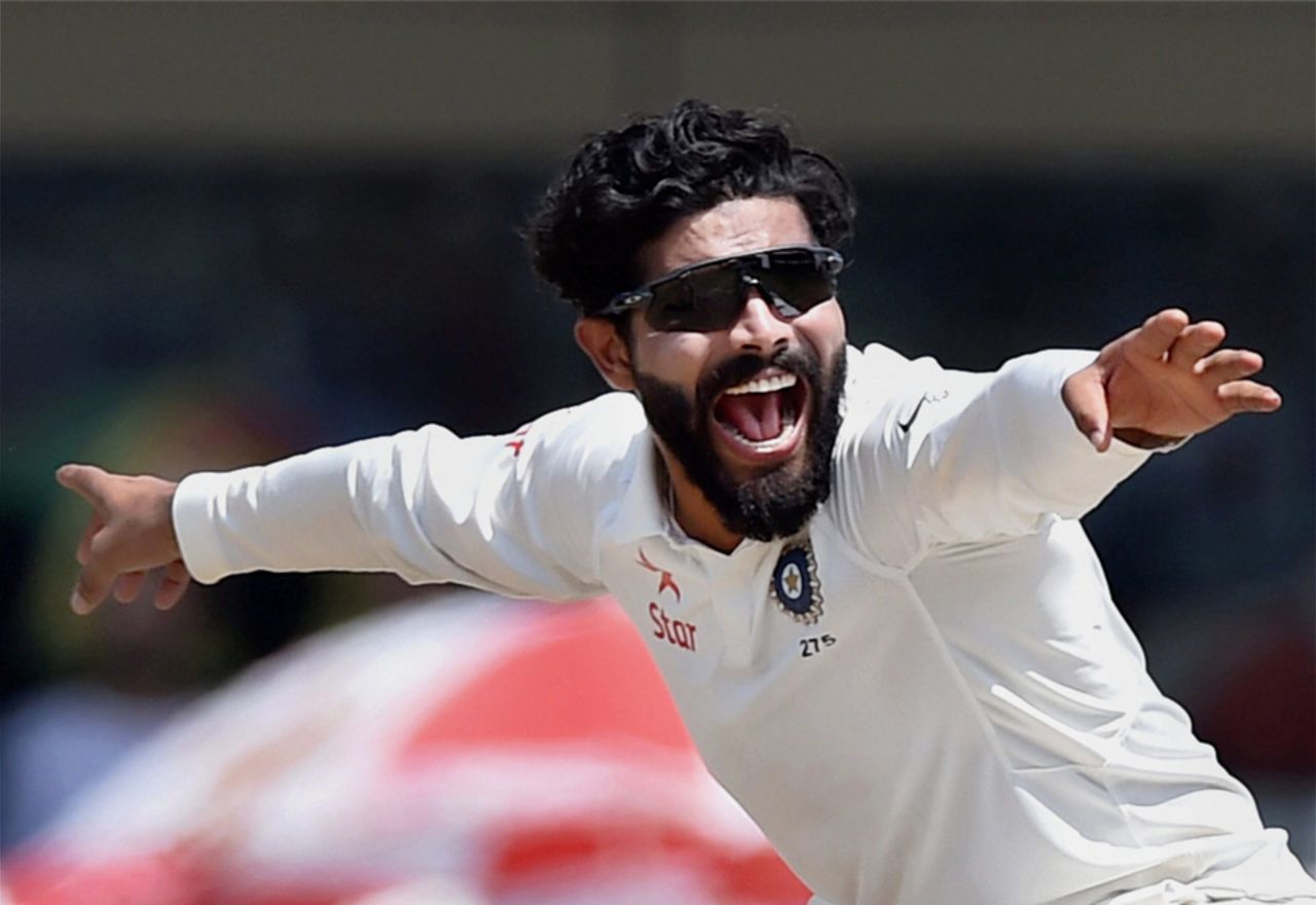 Ravindra Jadeja appeals for a wicket, India v Australia, 3rd Test, Ranchi, 5th day, March 20, 2017
