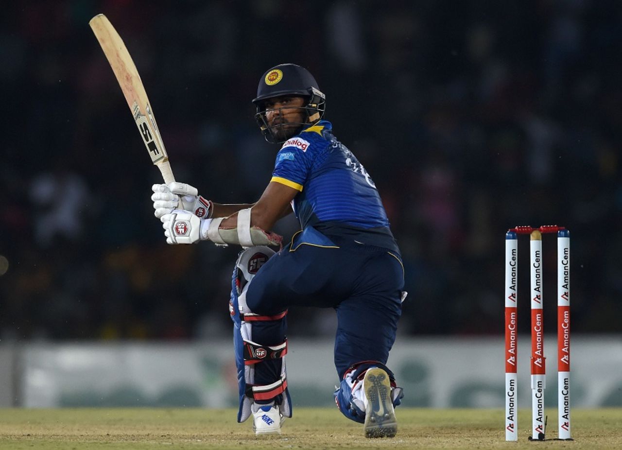 Dinesh Chandimal plays one through fine leg, Sri Lanka v Bangladesh, 1st ODI, Dambulla, March 25, 2017