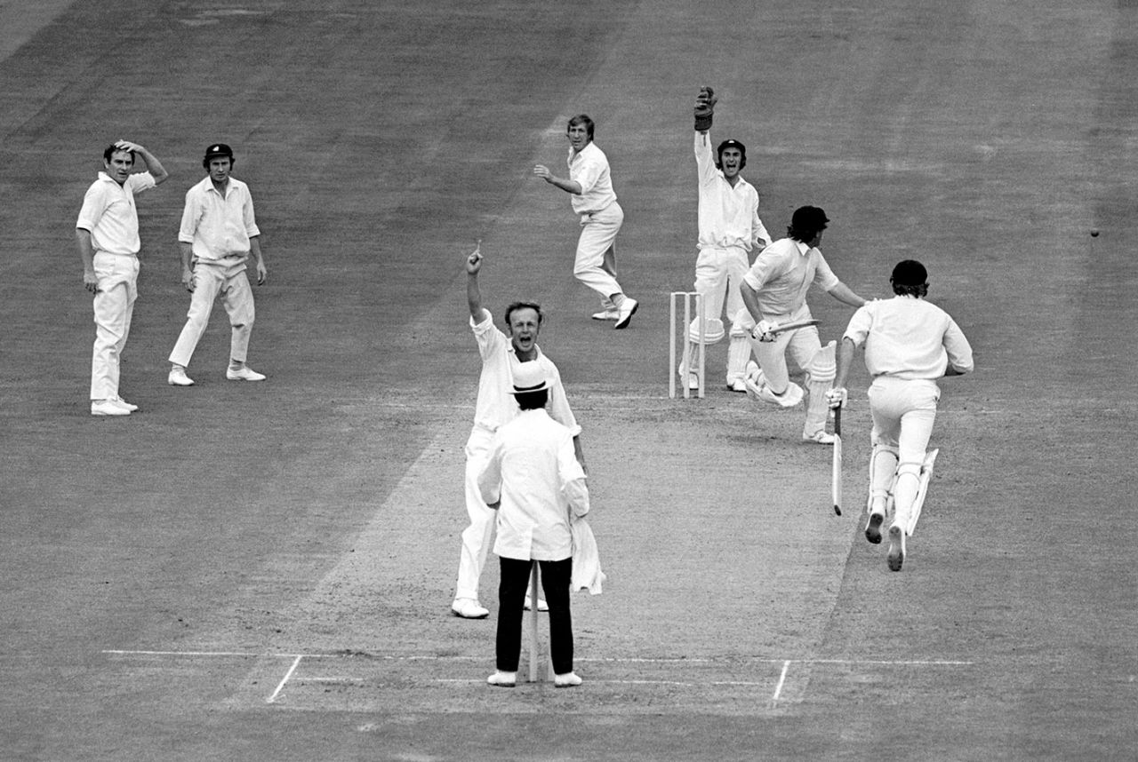 Derek Underwood appeals for Keith Stackpole's wicket, England v Australia, 4th Test, Headingley, 3rd day, July 29, 1972