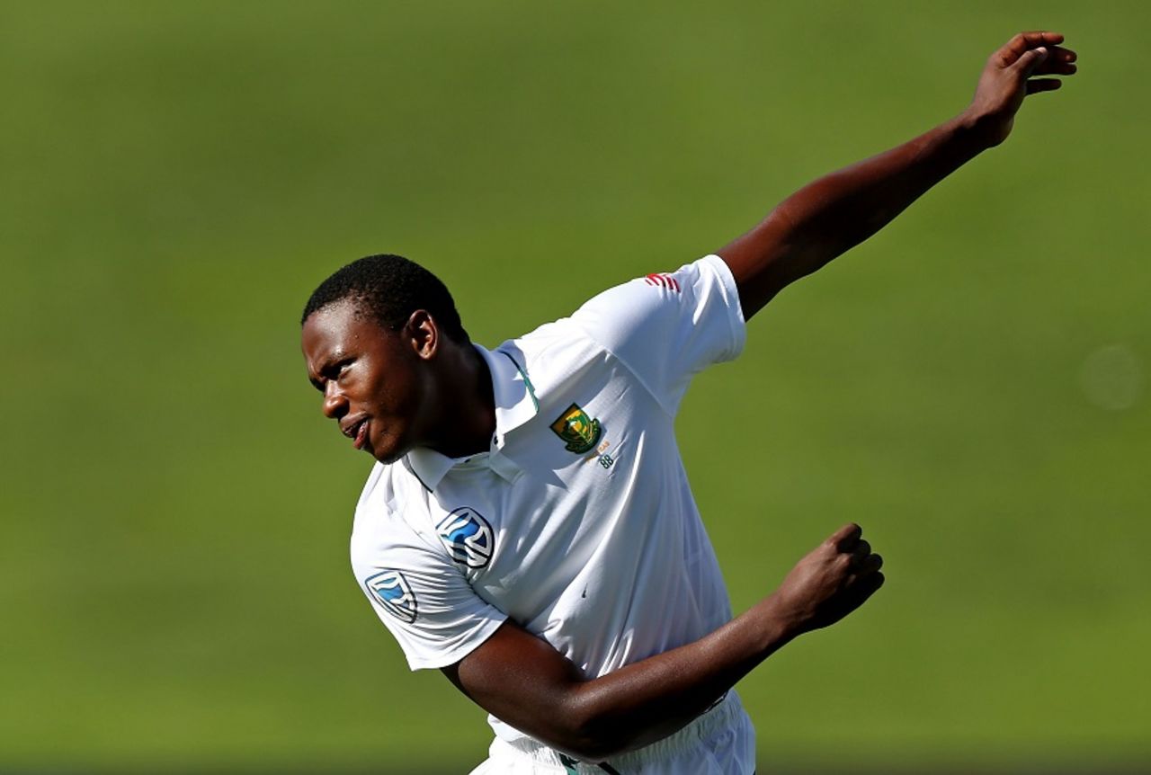 Kagiso Rabada gets ready to bowl, New Zealand v South Africa, 3rd Test, Hamilton, 4th day, March 28, 2017
