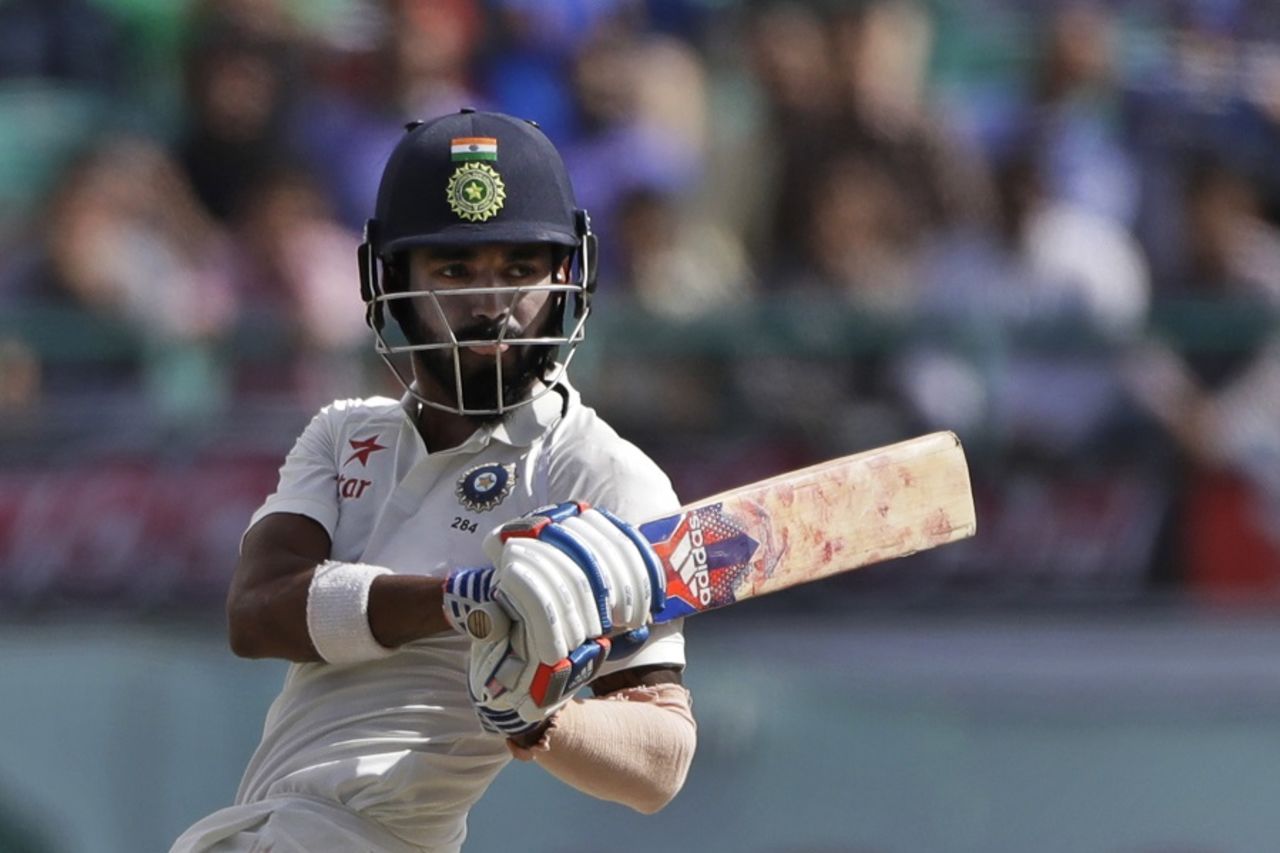KL Rahul flicks the ball towards fine leg, India v Australia, 4th Test, Dharamsala, 4th day, March 28, 2017