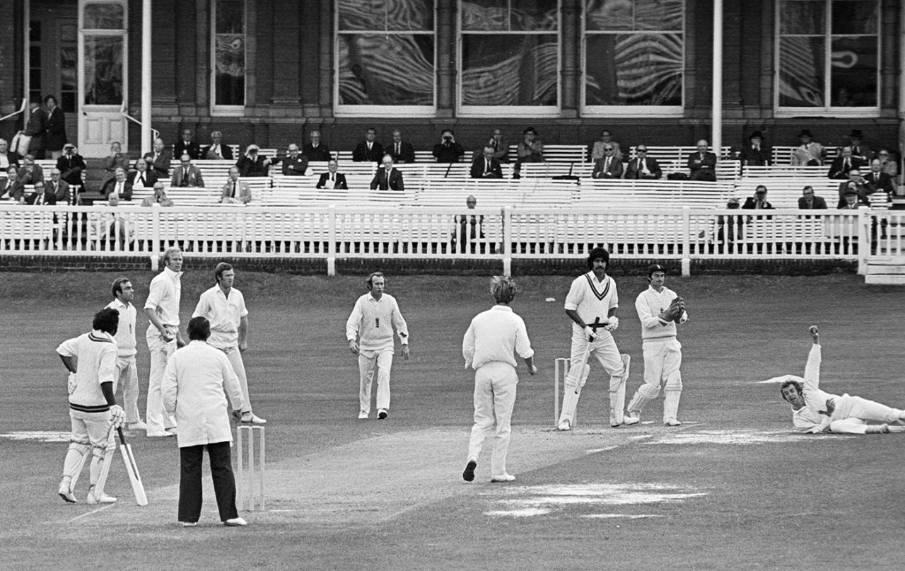 David Lloyd appeals for a catch from Sarfraz Nawaz off Derek Underwood's bowling, England v Pakistan, 2nd Test, 4th day, Lord's, August 12, 1974