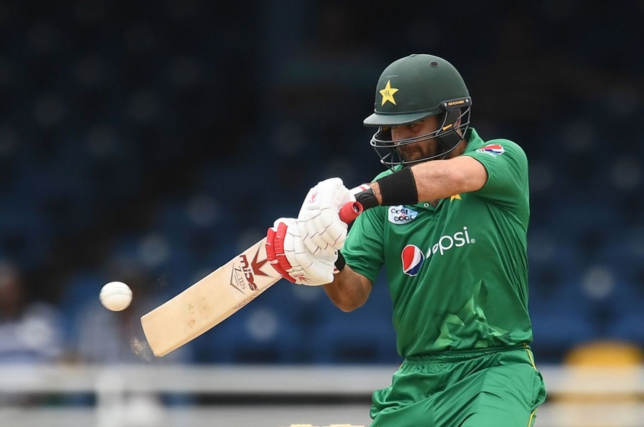 Ahmed Shehzad shapes to guide the ball to point, West Indies v Pakistan, 2nd T20, Port of Spain, March 30, 2017
