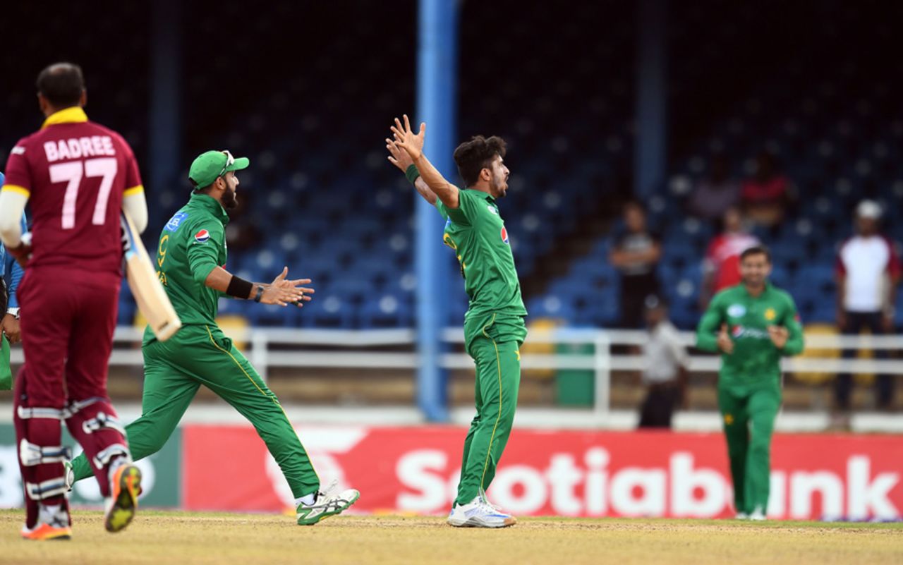 Hasan Ali exults after sealing the win, West Indies v Pakistan, 2nd T20I, Port of Spain, March 30, 2017