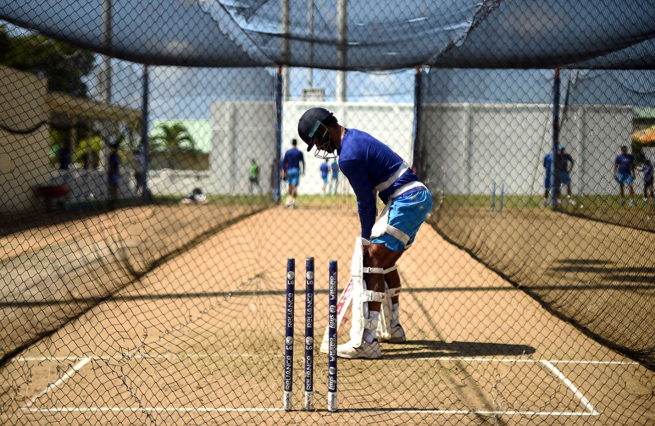 Shikhar Dhawan bats in the nets, St Kitts, July 13, 2016