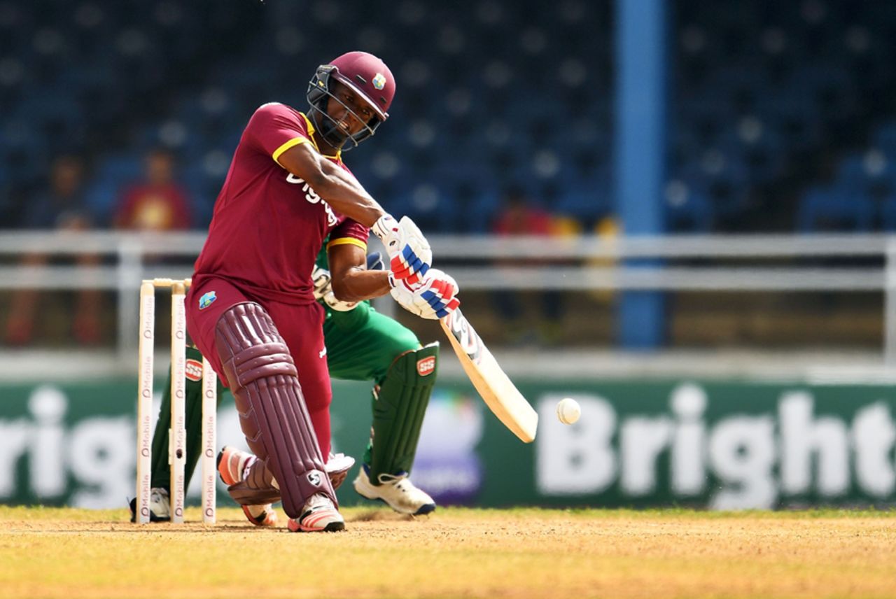 Evin Lewis shapes up to power one away, West Indies v Pakistan, 3rd T20I, Port of Spain, April 1, 2017