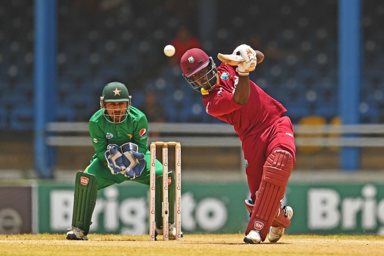 Chadwick Walton drives over mid-off, West Indies v Pakistan, 4th T20I, Port of Spain, April 2, 2017