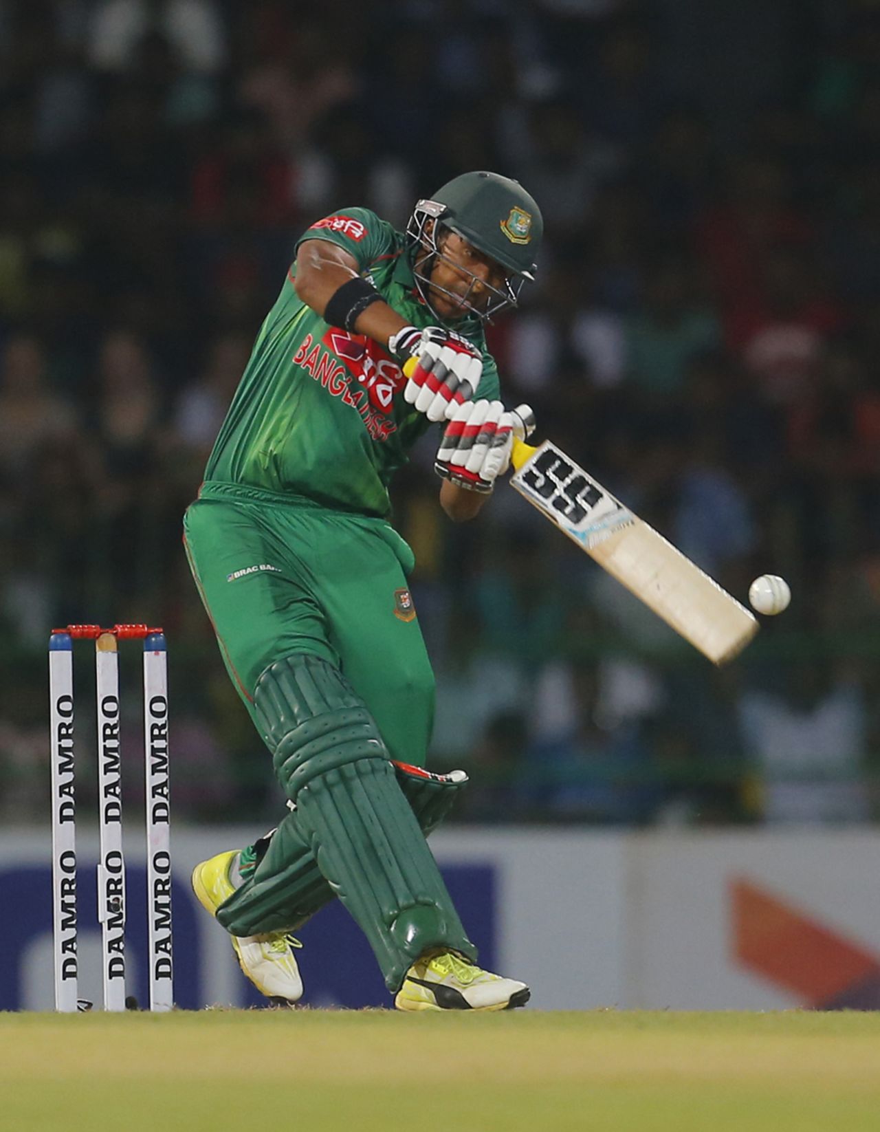 Soumya Sarkar shapes to hammer one away, Sri Lanka v Bangladesh, 1st T20I, Colombo, April 4, 2017