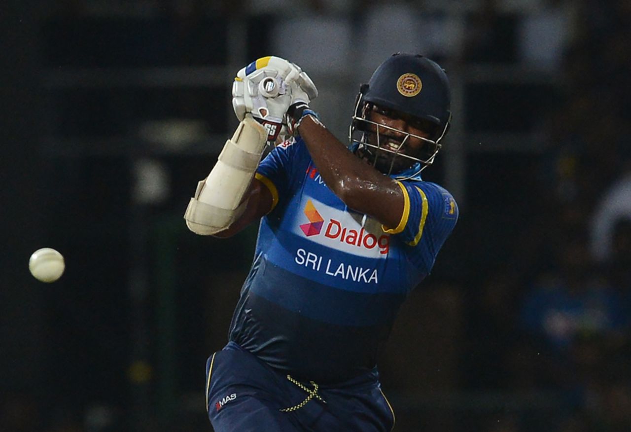 Thisara Perera slams one into the leg side, Sri Lanka v Bangladesh, 2nd T20I, Colombo, April 6, 2017