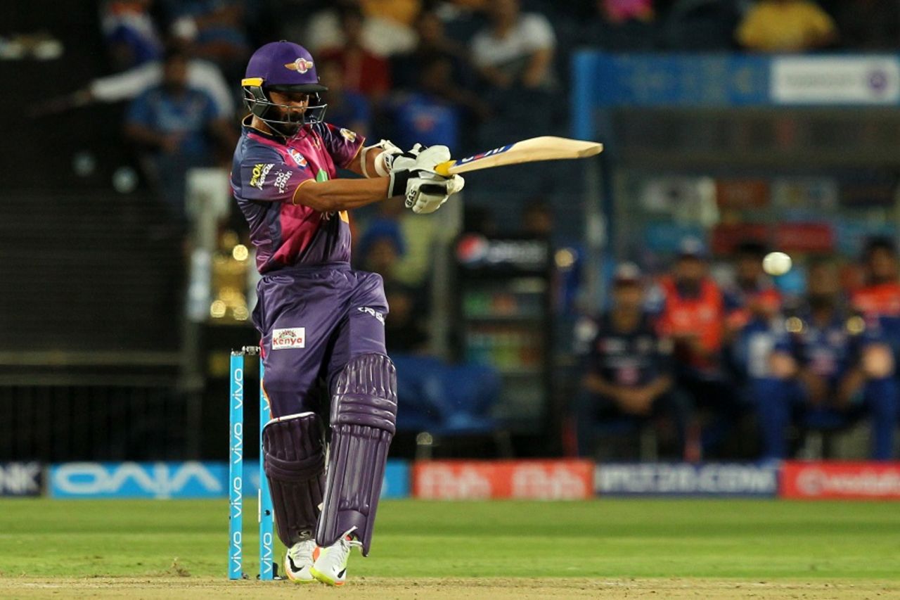 Ajinkya Rahane pulls the ball, Rising Pune Supergiant v Mumbai Indians, IPL 2017, Pune, April 6, 2017