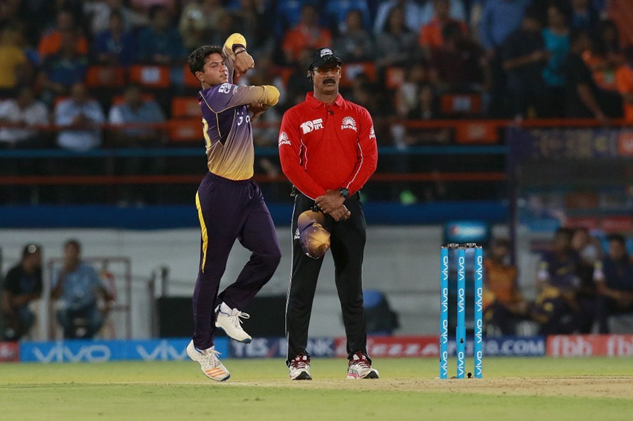 Kuldeep Yadav was the pick of the Knight Riders bowlers, Gujarat Lions v Kolkata Knight Riders, IPL 2017, Rajkot, April 7, 2017