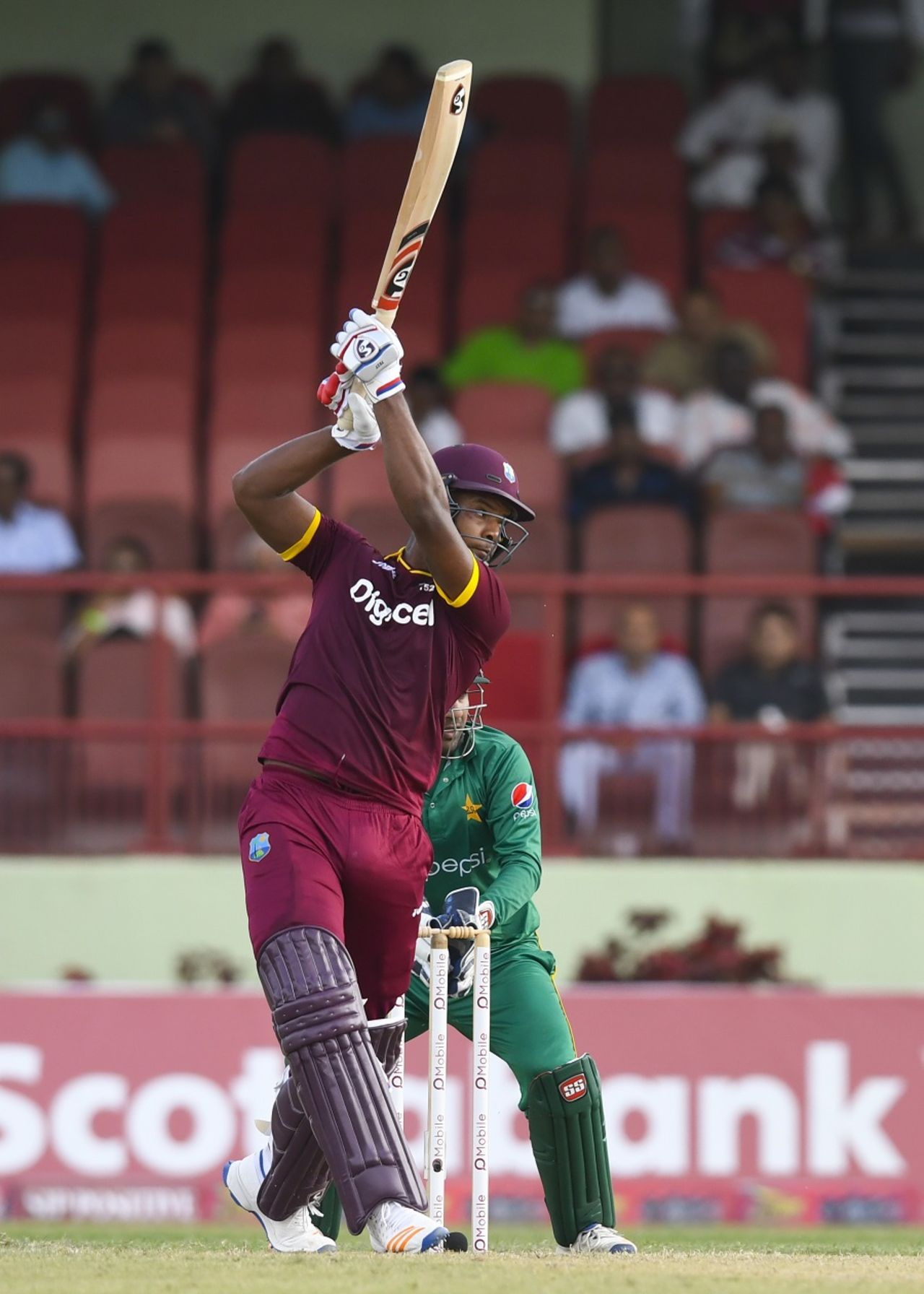 Kieran Powell plays through the off side, West Indies v Pakistan, 1st ODI, Guyana, April 7, 2017 