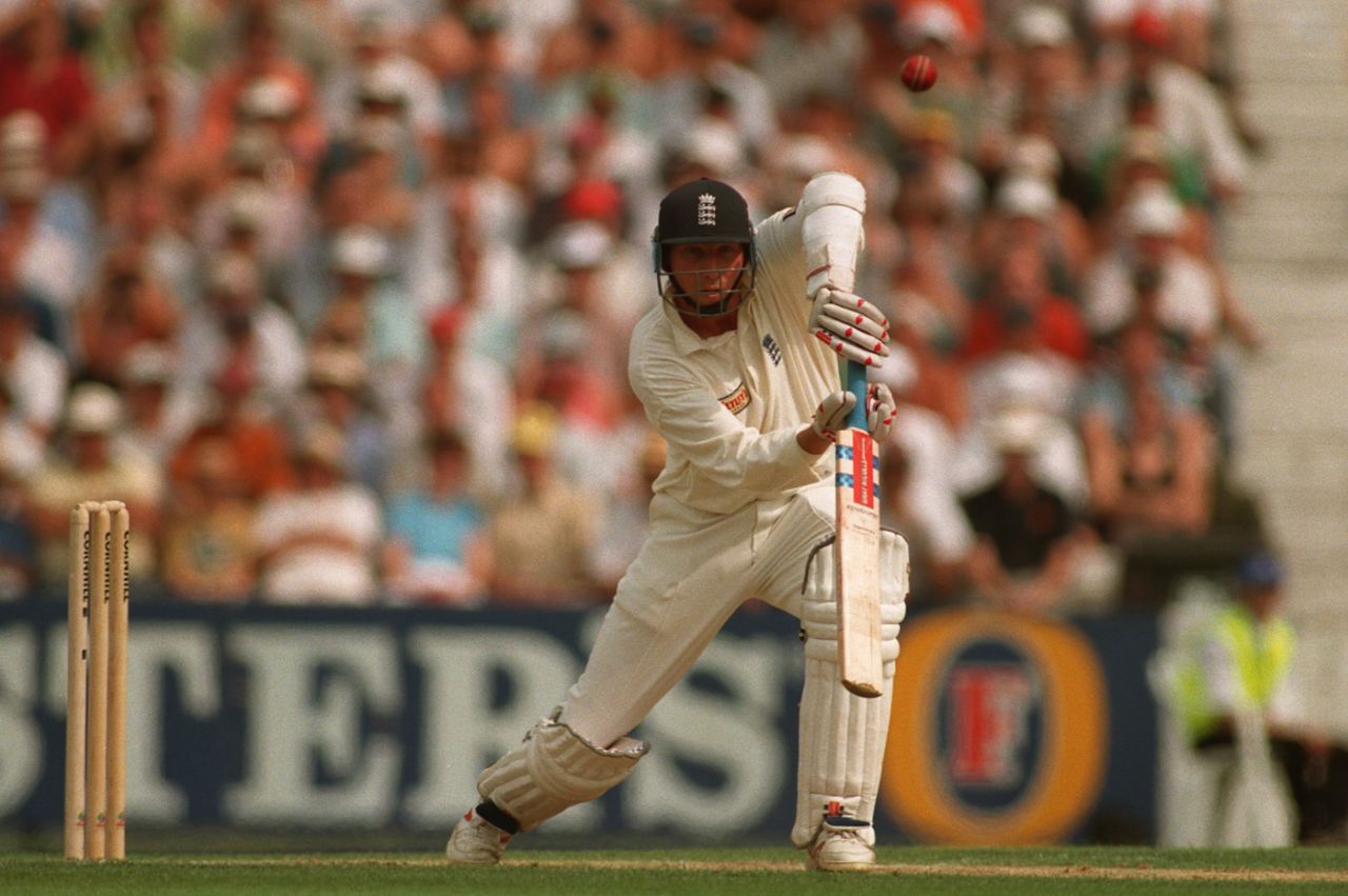 Mike Atherton defends watchfully, England v Australia, 6th Test, The Oval, 1st day, August 21, 1997