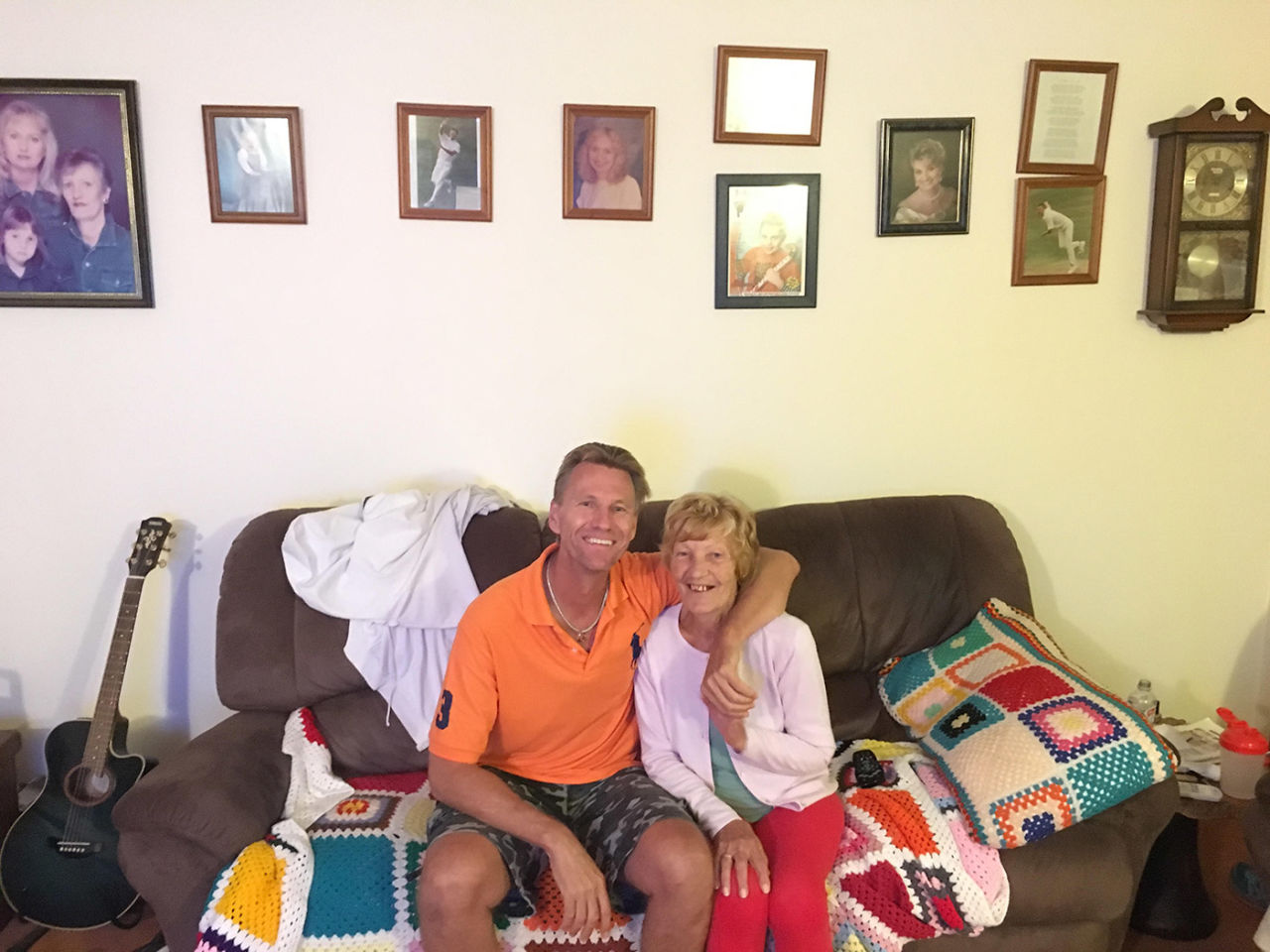 Alan Mullally with his mother at her house in Perth, 2016