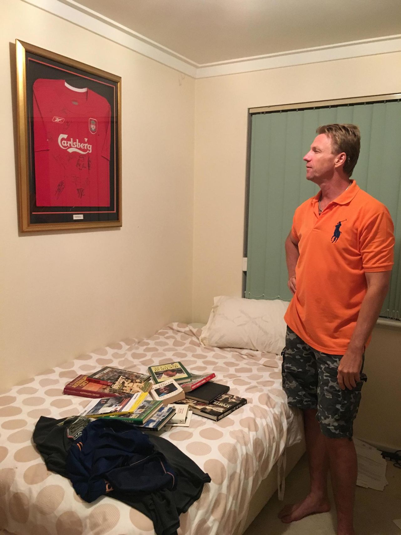 Alan Mullally in his bedroom at his mother's house in Perth, 2016