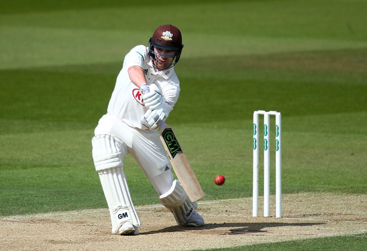 Roy Burns drives, Surrey v Lancashire, County Championship, Division One, The Oval, 3rd day, April 16, 2017