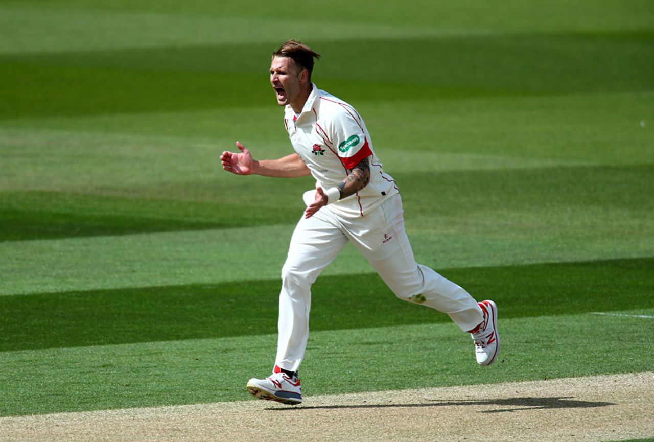 Kyle Jarvis broke through when he removed Rory Burns for 91, Surrey v Lancashire, County Championship, Division One, The Oval, 3rd day, April 16, 2017