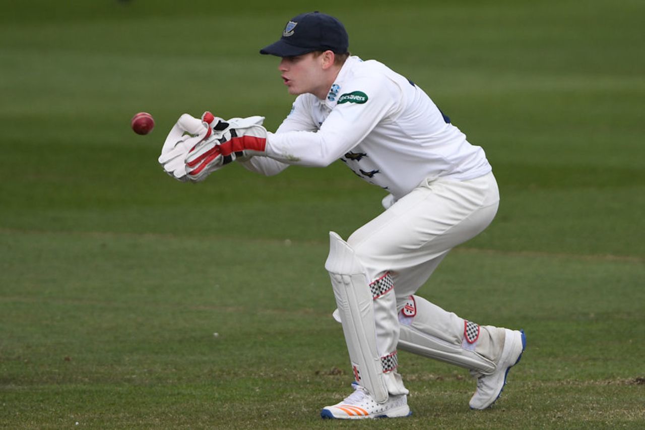 Sussex wicketkeeper Ben Brown collects a ball, Sussex v Kent, Specsavers Championship Division Two, Hove, April 14-17, 2017