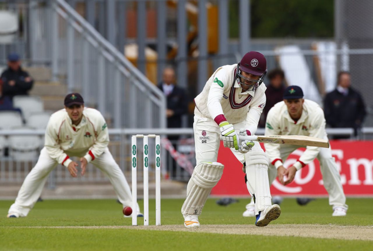 Dean Elgar anchored Somerset with an unbeaten half-century, Lancashire v Somerset, County Championship, Division One, Old Trafford, 1st day, April 21, 2017