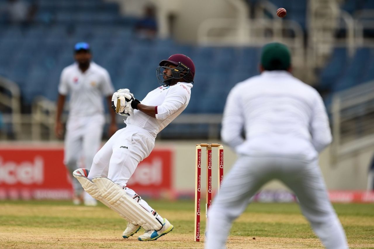 Devendra Bishoo evades a bouncer, West Indies v Pakistan, 1st Test, Jamaica, 2nd day, April 22, 2017
