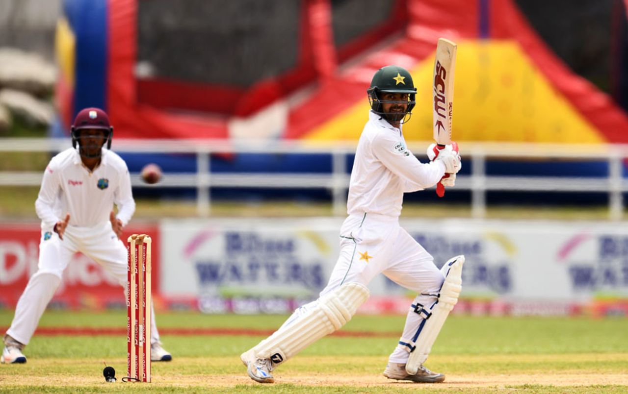 Ahmed Shehzad bats on his return to the Test XI, West Indies v Pakistan, 1st Test, Jamaica, 3rd day, April 23, 2017