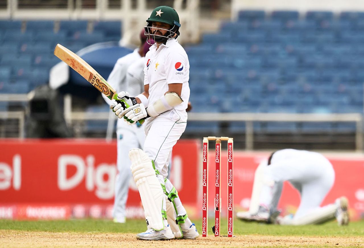 Azhar Ali fell to a loose cut shot to a wide ball, West Indies v Pakistan, 1st Test, Jamaica, 3rd day, April 23, 2017