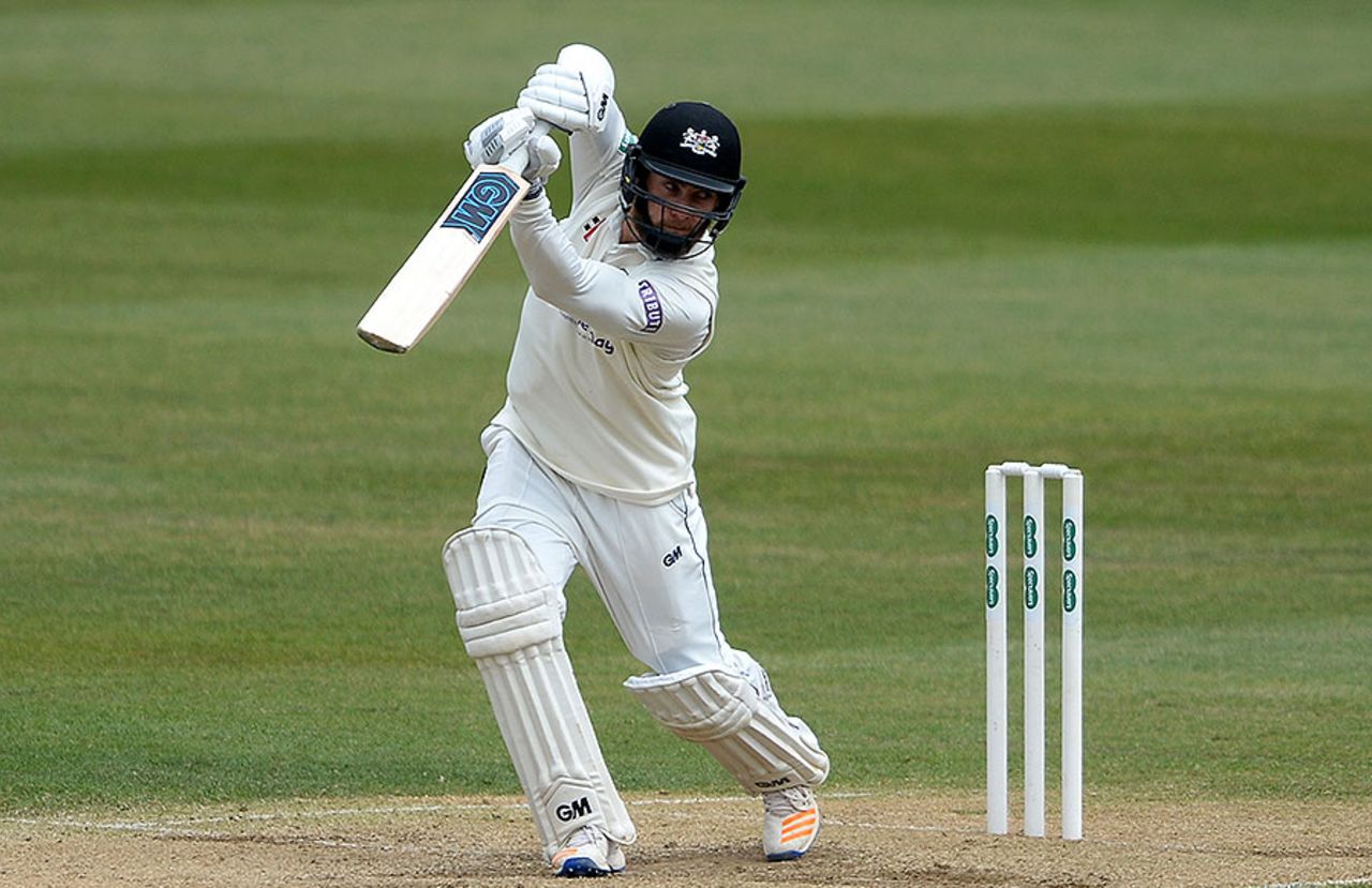 Chris Dent drives during his century, Gloucestershire v Durham, County Championship, Division Two, Bristol, 4th day, April 24, 2017