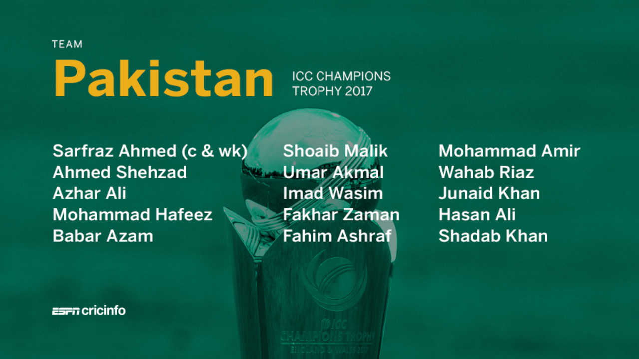 Pakistan squad for the Champions Trophy, April 25, 2017