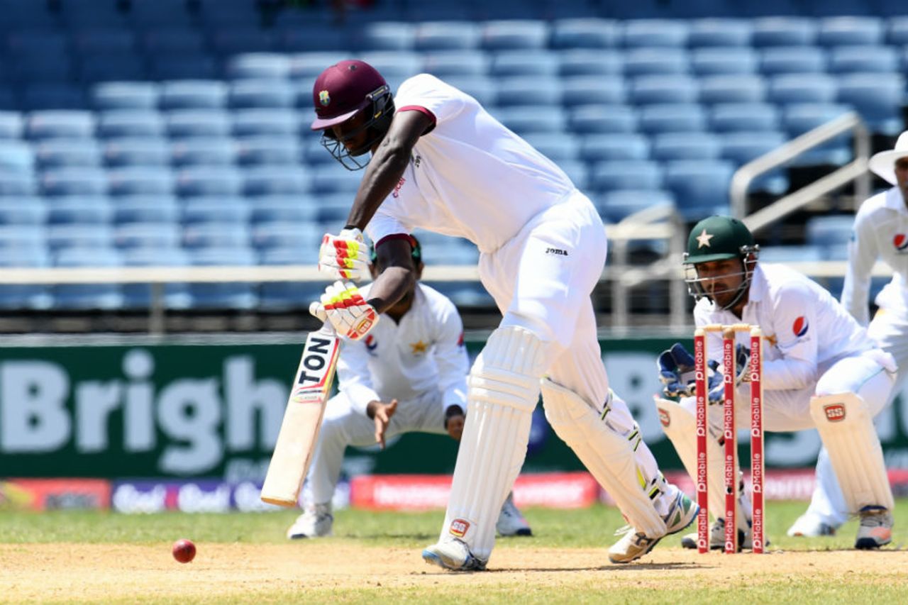 Jason Holder times a straight drive sweetly, West Indies v Pakistan, 1st Test, Jamaica, 5th day, April 25, 2017