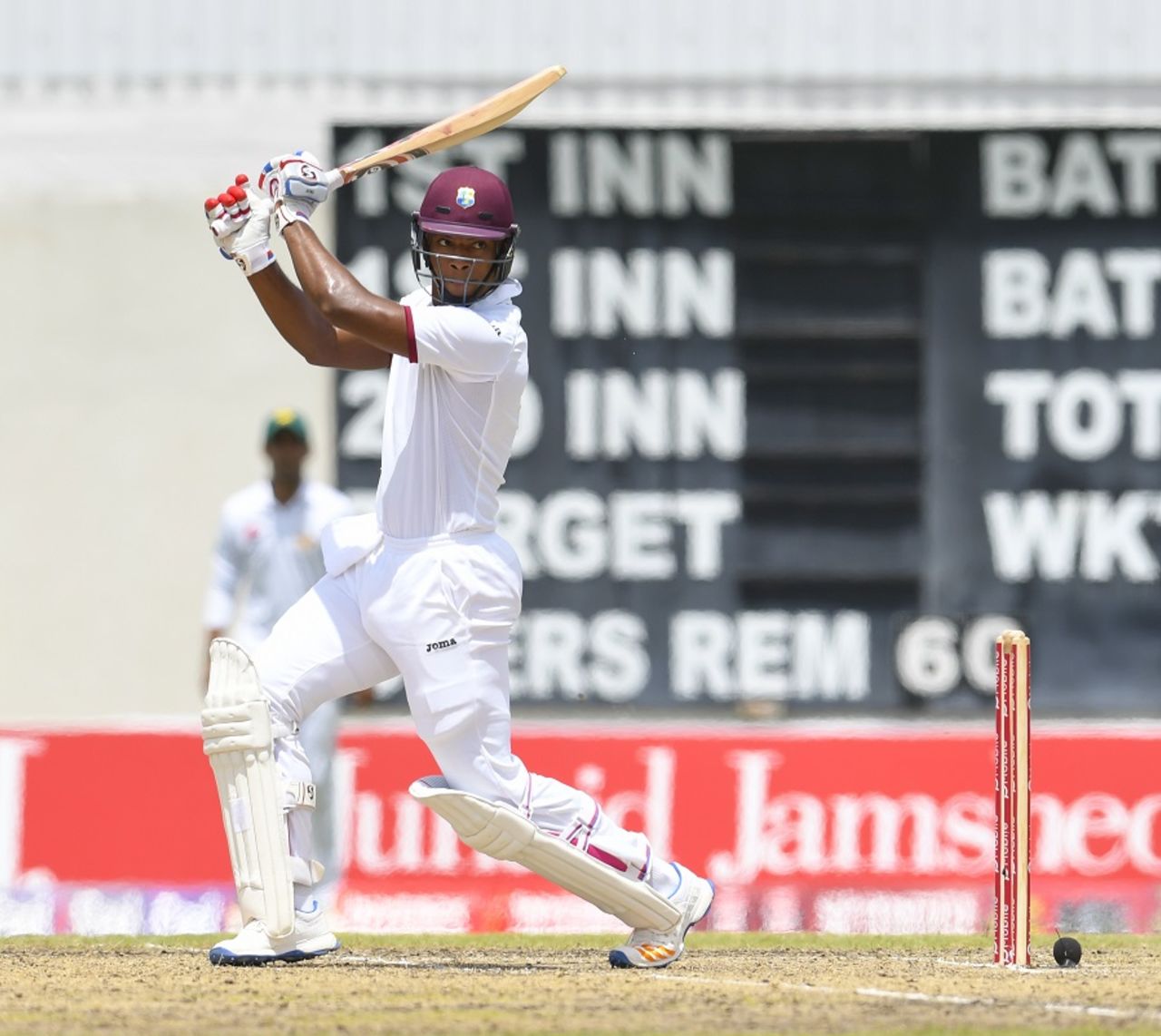 Kieran Powell plays a cut, West Indies v Pakistan, 2nd Test, Bridgetown,1st day, April 30, 2017