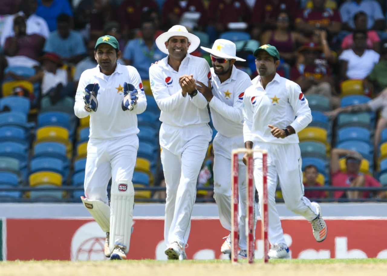 Pakistan were helped by Younis Khan's agility and reflexes in the slip cordon, West Indies v Pakistan, 2nd Test, Bridgetown,1st day, April 30, 2017