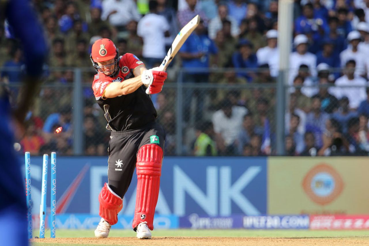 Shane Watson was bowled for 3, Mumbai Indians v Royal Challengers Bangalore, IPL 2017, Mumbai, May 1, 2017
