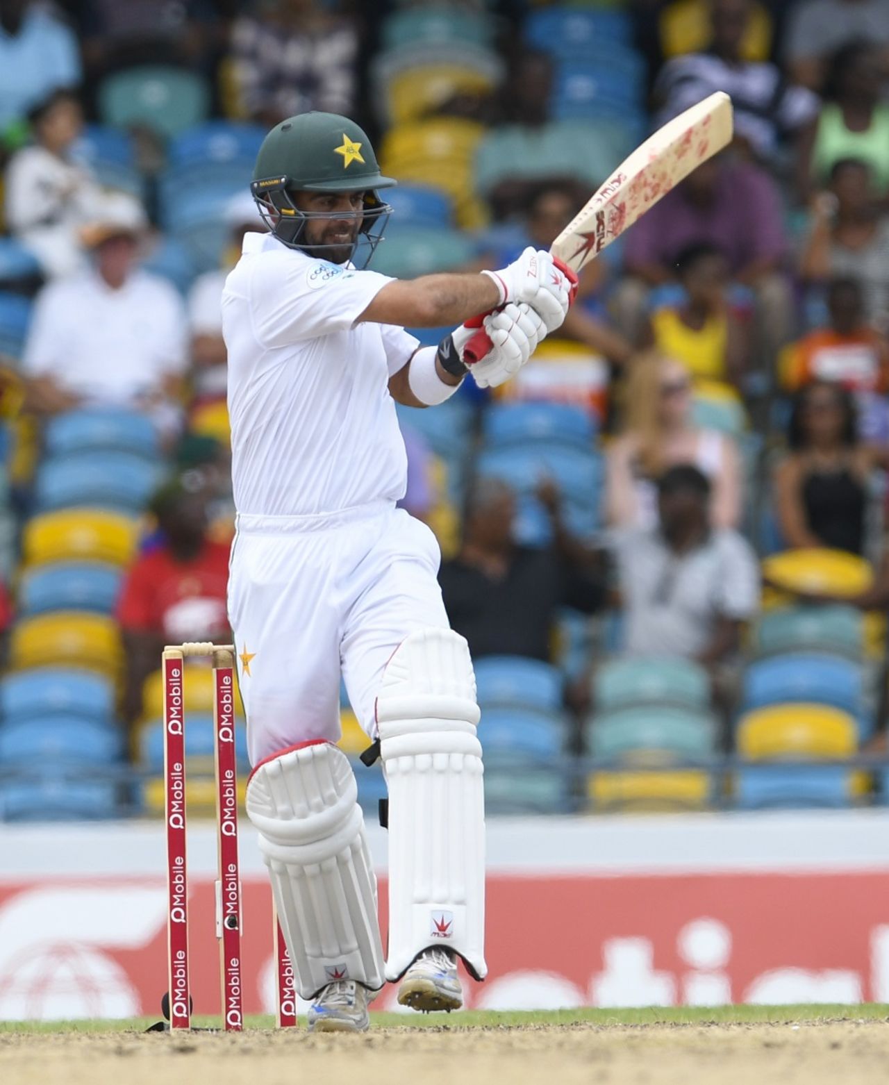 Binning the plan: Ahmed Shehzad attempts an aggressive shot during a defensive innings, West Indies v Pakistan, 2nd Test, Bridgetown,2nd day, May 1, 2017
