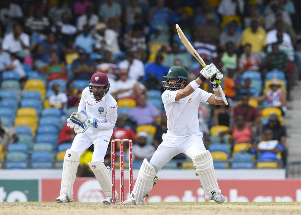 Azhar Ali backs away to cut, West Indies v Pakistan, 2nd Test, Bridgetown,2nd day, May 1, 2017