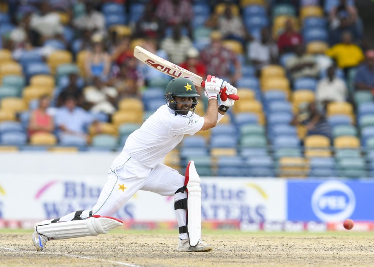 Ahmed Shehzad slices the ball through point, West Indies v Pakistan, 2nd Test, Bridgetown,2nd day, May 1, 2017