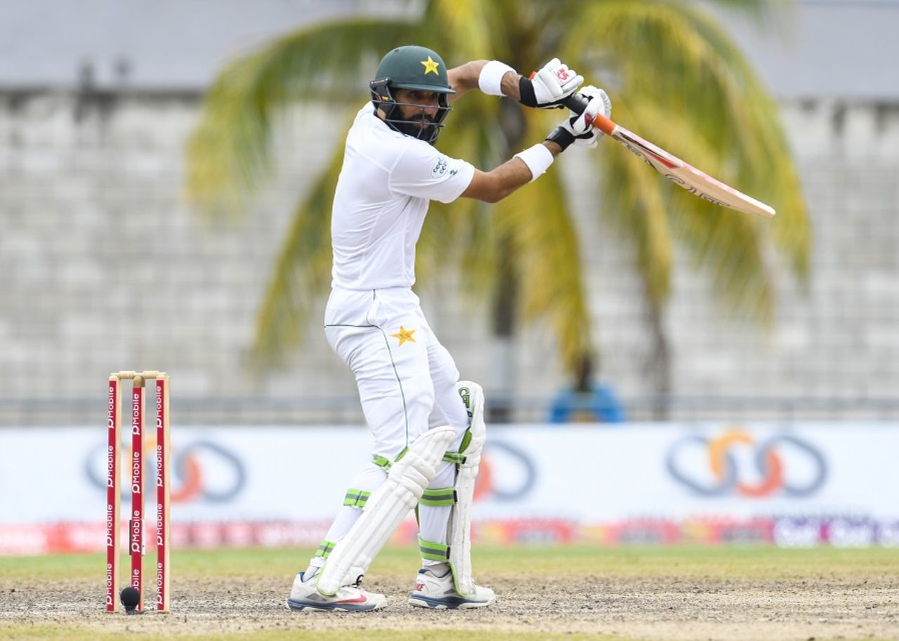 Misbah-ul-Haq punches one through point, West Indies v Pakistan, 2nd Test, Bridgetown, 3rd day, May 2, 2017