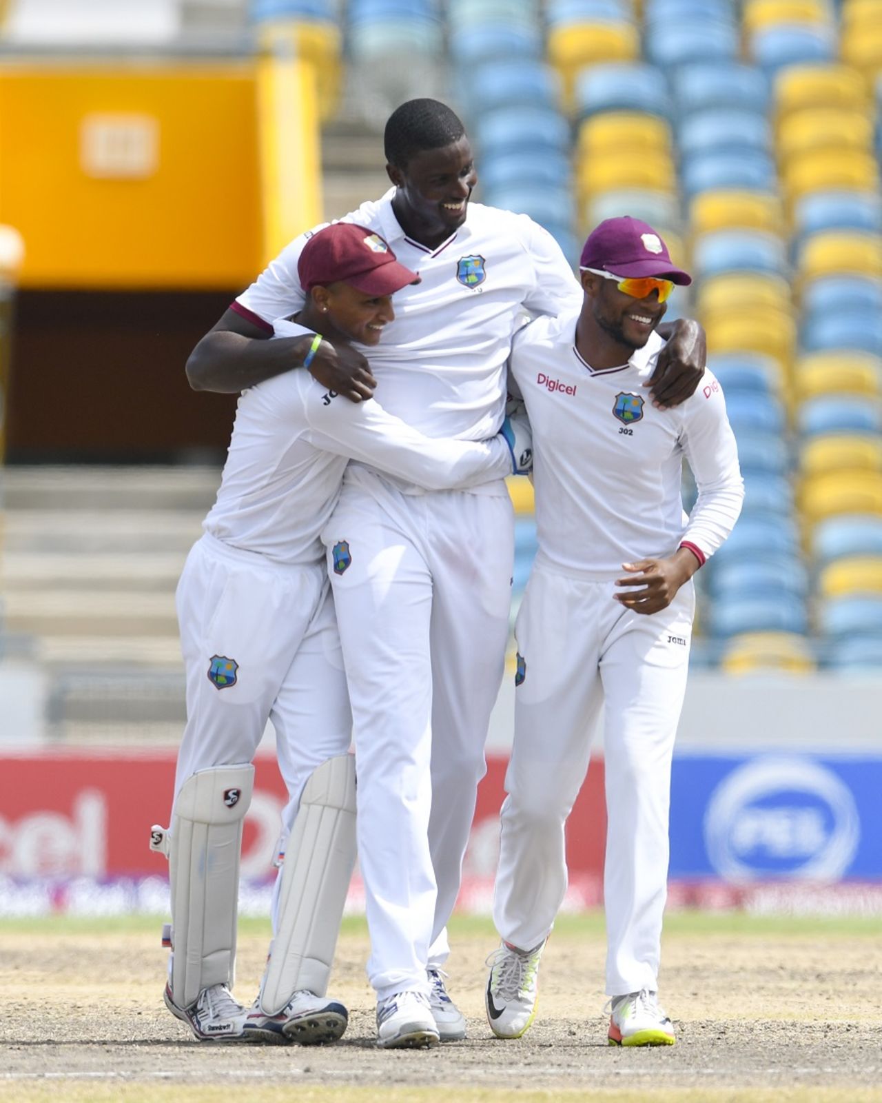 West Indies players celebrate their win, West Indies v Pakistan, 2nd Test, Bridgetown, 5th day, May 4, 2017