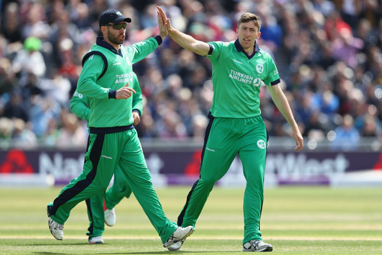 Ireland had a rare boost when Jason Roy fell for a duck in Peter Chase's first over, England v Ireland, 1st ODI, Bristol, May 5, 2017