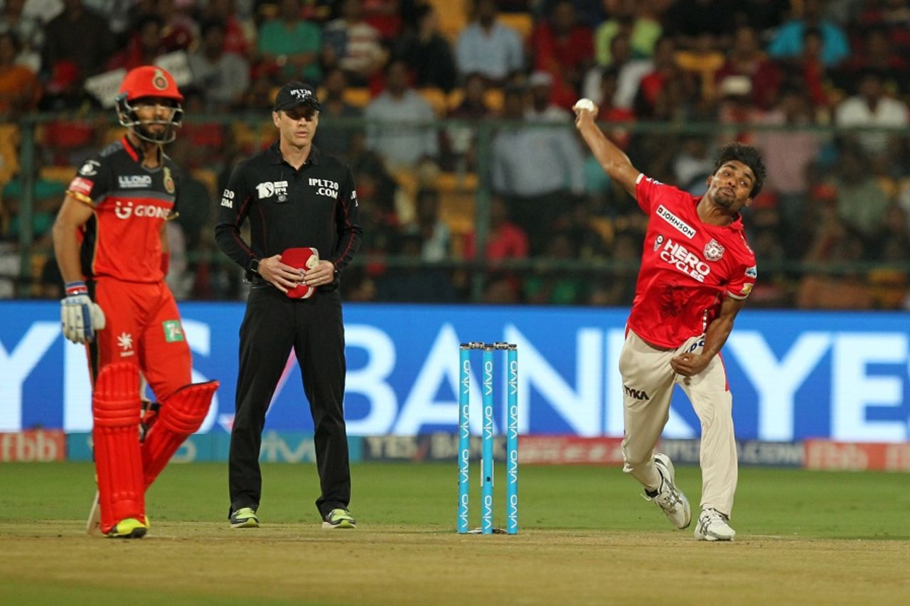 Sandeep Sharma delivered a fiery opening spell, Royal Challengers Bangalore v Kings XI Punjab, IPL 2017, Bengaluru, May 5, 2017