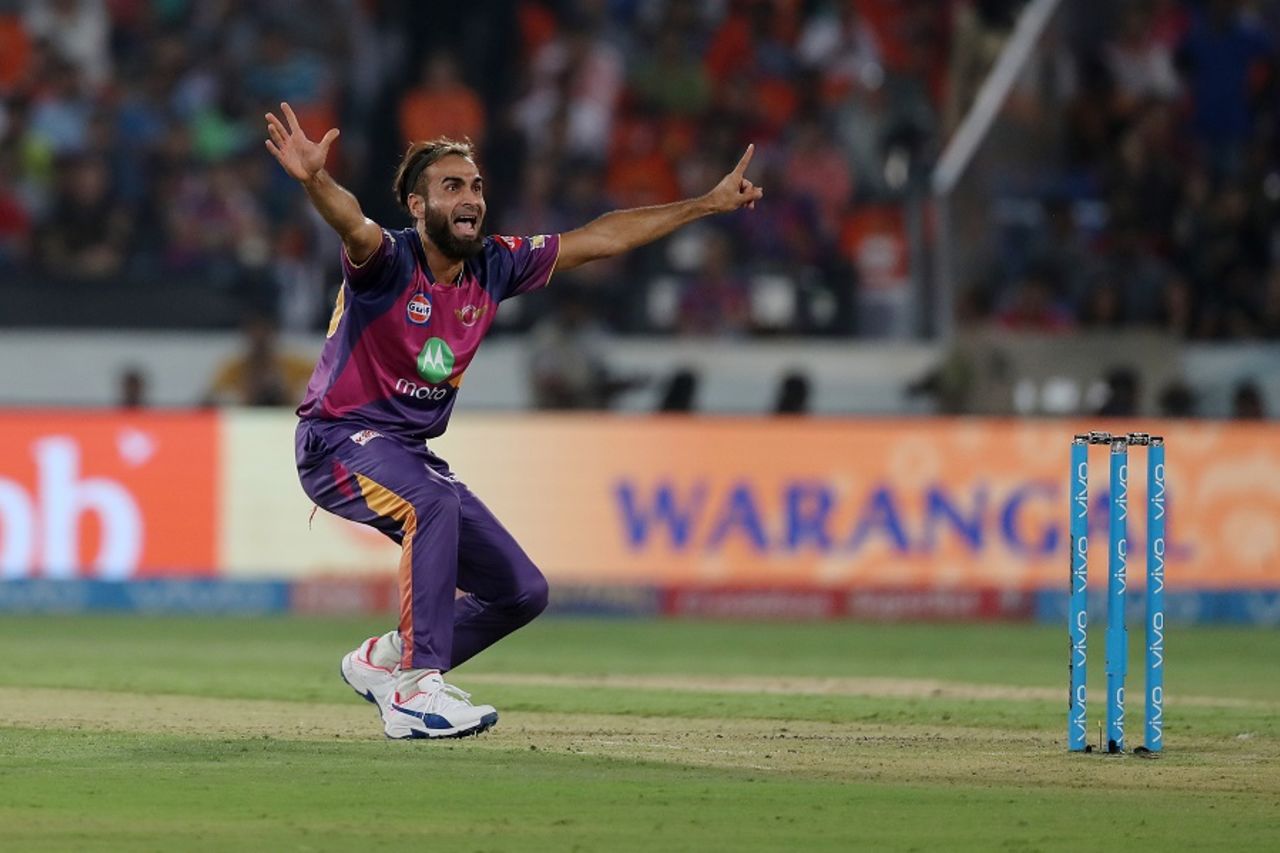 Imran Tahir's appeal was turned down by the umpire, Sunrisers Hyderabad v Rising Pune Supergiant, IPL 2017, Hyderabad, May 6, 2017